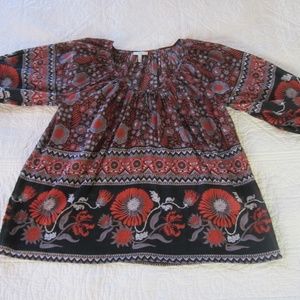 Joie Top XS Nancy Printed Semi Sheer